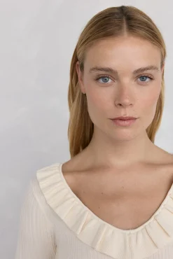 Pedro del Hierro Camisolas-Blusa de malha com folho Ecru