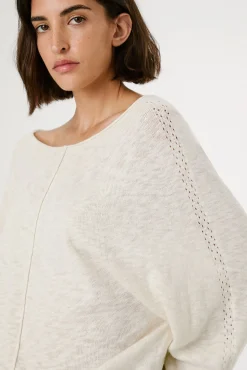 Pepe Jeans Camisolas-Blusa de malha de malha manga comprida com detalhe nas mangas. branco