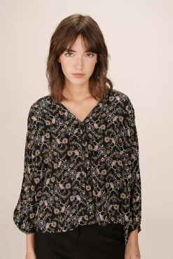 Grace & Mila Blusas-Blusa de manga comprida com estampa floral Preto