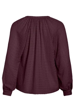 Vila Blusas-Blusa de manga comprida com gola mao Granada