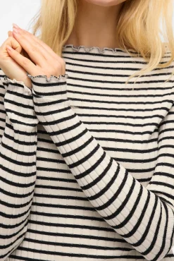 Vila T-Shirts|Blusas-Blusa de manga comprida com vivo Impress&atilde;o