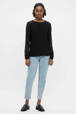 Object Blusas-Blusa de manga fina Preto