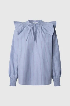 Pepe Jeans Blusas-Blusa de Popelina listrada azul