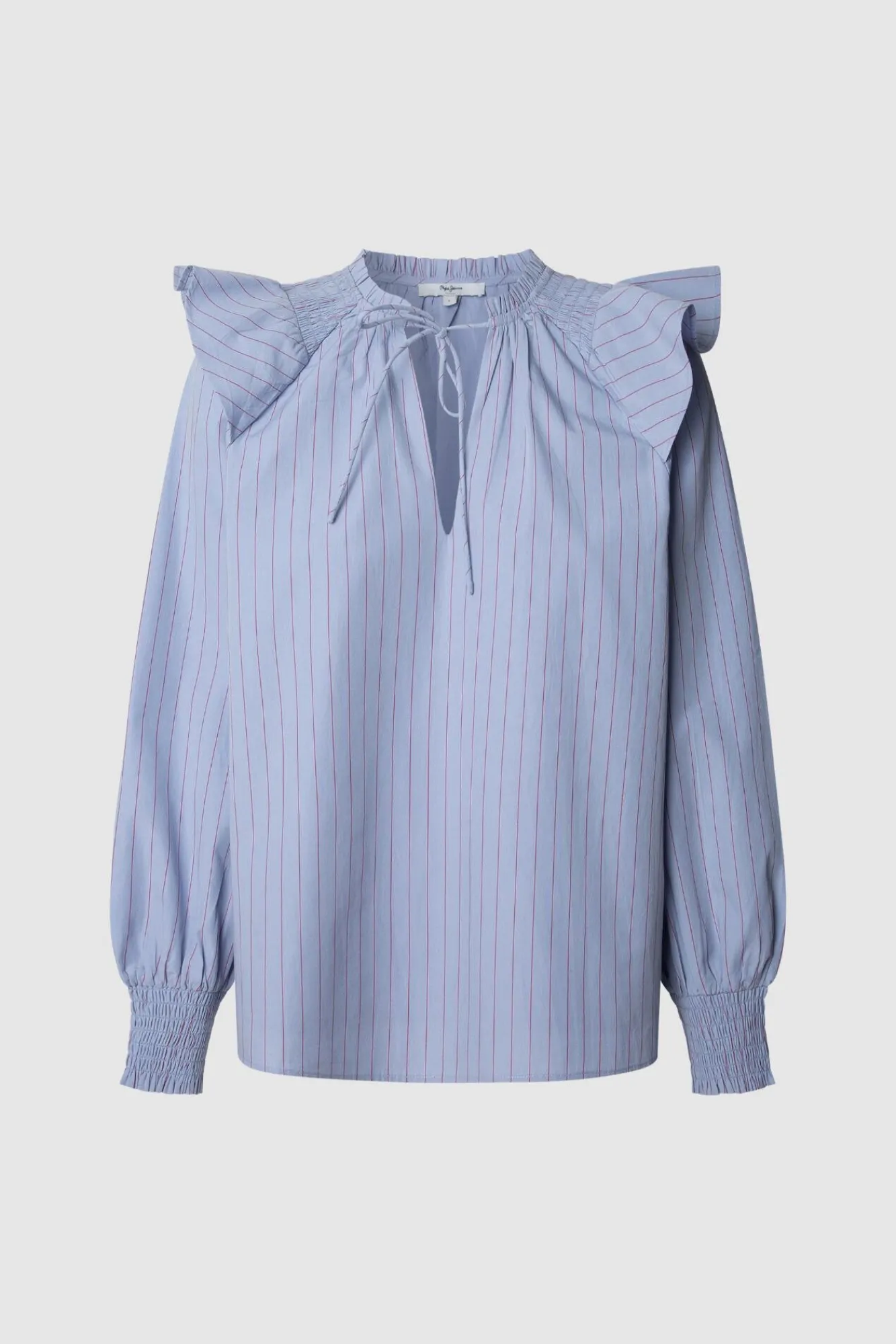 Pepe Jeans Blusas-Blusa de Popelina listrada azul