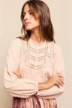 Slowlove Blusas-Blusa de renda Subiu