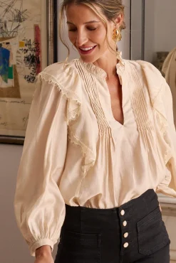 Polín Et Moi Blusas-Blusa de renda Anne Tostado