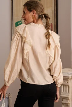 Polín Et Moi Blusas-Blusa de renda Anne Tostado