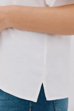 Cortefiel Blusas-Blusa de renda com babados Branco