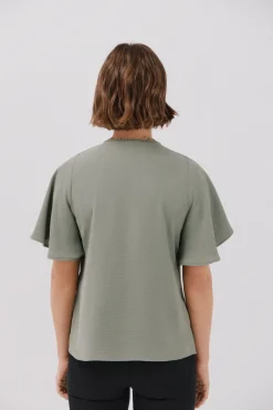 Cortefiel Blusas-Blusa de renda com babados Verde