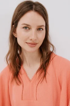 Cortefiel Blusas-Blusa de renda com babados Vermelho