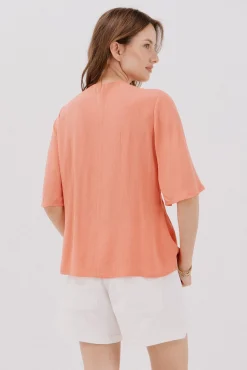 Cortefiel Blusas-Blusa de renda com babados Vermelho