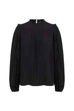 Pedro del Hierro Blusas-Blusa de renda com babados Preto