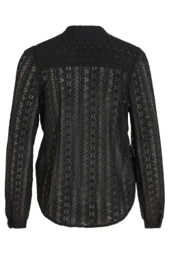 Vila Blusas-Blusa de renda com manga comprida Preto