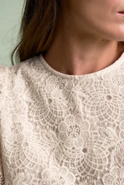 Polín Et Moi Blusas-Blusa de renda Ferrara Ecru