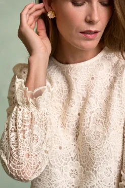Polín Et Moi Blusas-Blusa de renda Ferrara Ecru