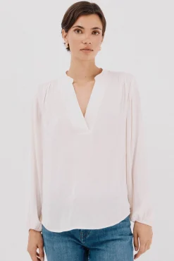 Cortefiel Blusas-Blusa de satin fluido Branco