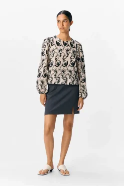 Object Blusas-Blusa de tecido bordado Tostado