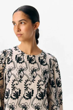 Object Blusas-Blusa de tecido bordado Tostado