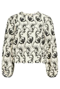 Object Blusas-Blusa de tecido bordado Tostado