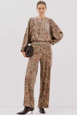 Cortefiel Blusas-Blusa de veludo estampada Castanho