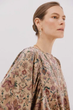 Cortefiel Blusas-Blusa de veludo estampada Castanho