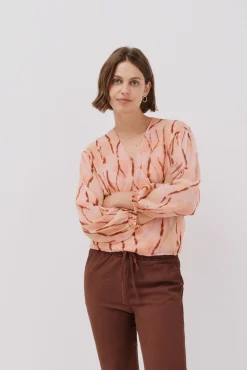 Cortefiel Blusas-Blusa decote bico Multicolorido