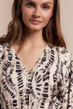 Slowlove Blusas-Blusa estampada Ecru