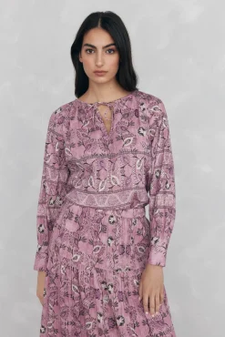 Pedro del Hierro Blusas-Blusa estampada P&uacute;rpura