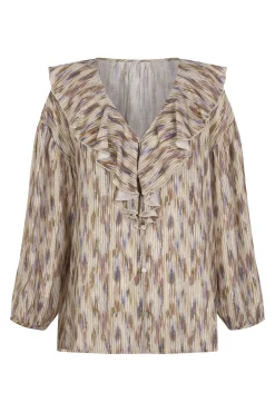 Cortefiel Blusas-Blusa estampada com folhos Multicolorido