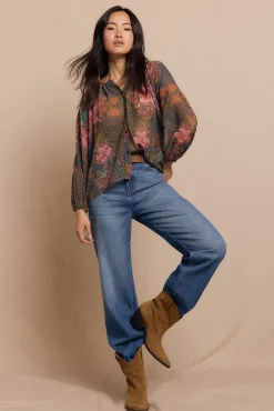 Slowlove Blusas-Blusa estampada fluida Verde