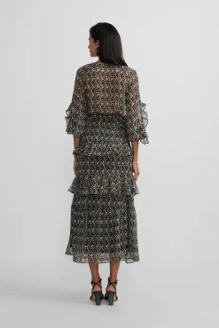 Silbon Blusas-Blusa estampado com babados Multicolorido