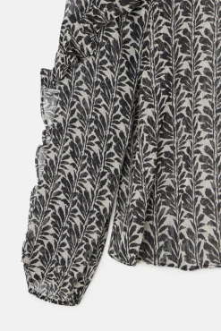 Silbon Blusas-Blusa estampado com babados Multicolorido