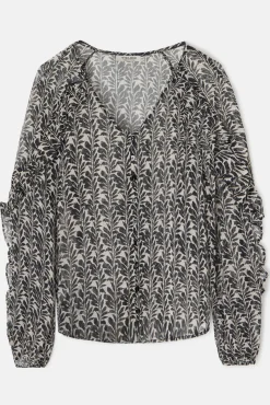 Silbon Blusas-Blusa estampado com babados Multicolorido