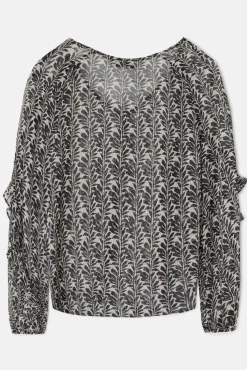 Silbon Blusas-Blusa estampado com babados Multicolorido