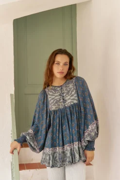 Jaase Blusas-Blusa estampado Paloma Nico Azul