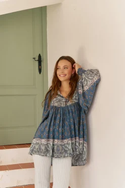 Jaase Blusas-Blusa estampado Paloma Nico Azul