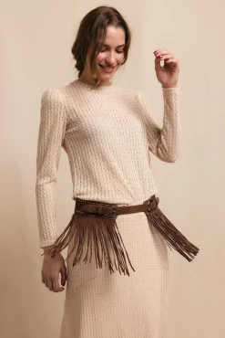 Slowlove T-Shirts-Blusa estruturada rústica de manga comprida Ecru