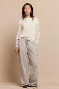 Slowlove T-Shirts-Blusa estruturada rústica de manga comprida Ecru