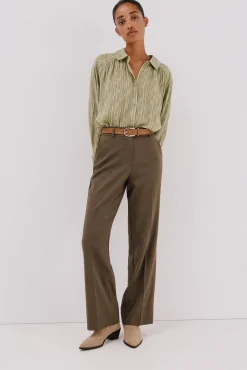 Cortefiel Blusas-Blusa fluida estampada lurex Verde