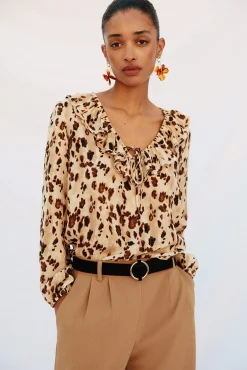 Cortefiel Blusas-Blusa folhos Multicolorido