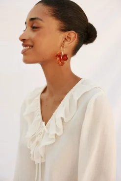 Cortefiel Blusas-Blusa folhos Branco