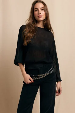Slowlove Blusas-Blusa franzida Preto