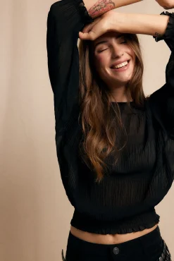 Slowlove Blusas-Blusa franzida Preto