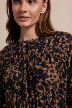 Slowlove Blusas-Blusa frunces estampada Preto