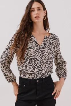 Cortefiel Blusas-Blusa gola redonda Impress&atilde;o