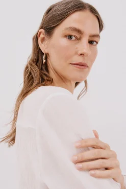 Cortefiel Blusas-Blusa gola redonda Branco