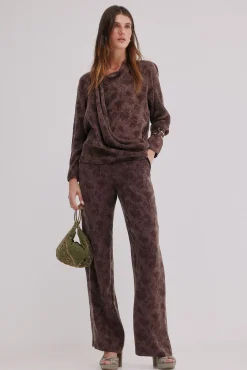 Hoss Intropia Blusas-Blusa jacquard . Concha Castanho