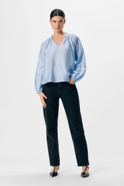 Object Blusas-Blusa larga com gola em bico Azul