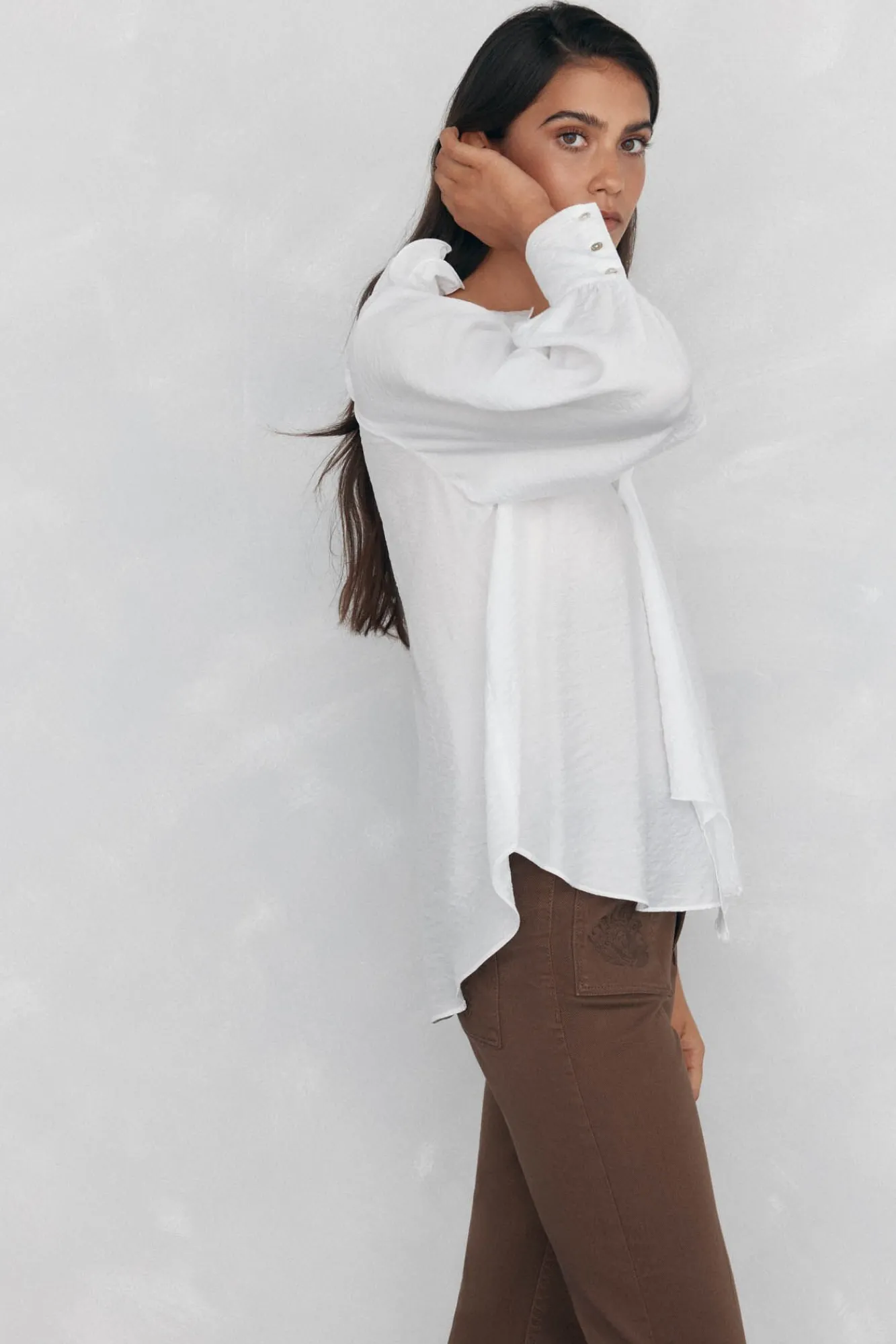 Pedro del Hierro Blusas-Blusa lisa e solta Branco