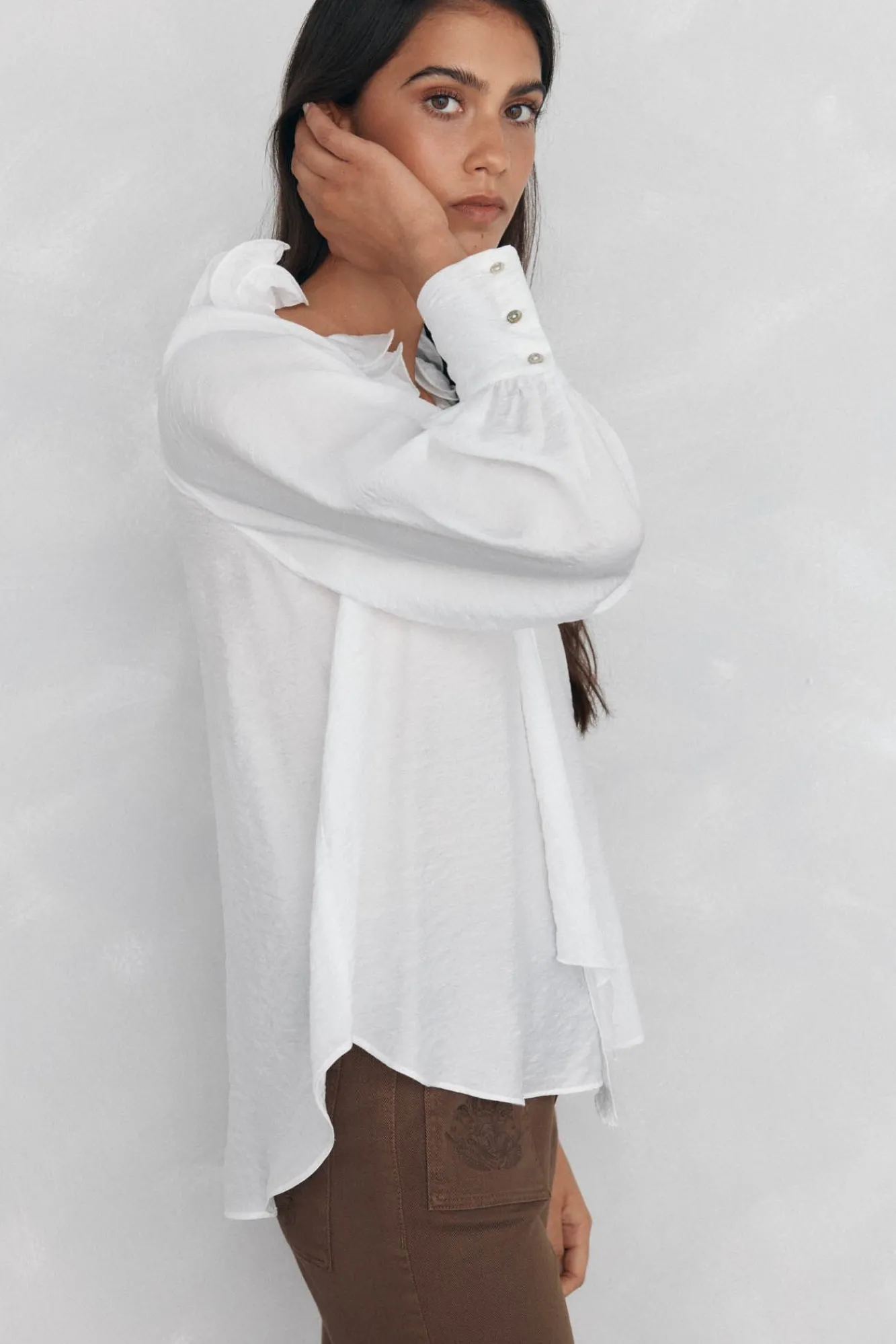 Pedro del Hierro Blusas-Blusa lisa e solta Branco